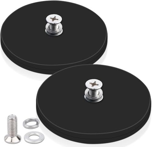 88MM Magnet mit Gewinde, Neodym-Magnete mit M8-Gewindebolzen Anti-Rutsch,45kg Gummiert Neodym Magnete Extra Stark, Magnet zum Anschrauben Gummierte Magnete für Fahrzeuge Lampen Instrumente Geräte