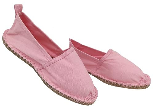 de fonseca Preciosas alpargatas de lona para mujer, zapatos bajos y de verano, clásicas, sin cuña, fondo de cuerda, Rosa, 36 EU