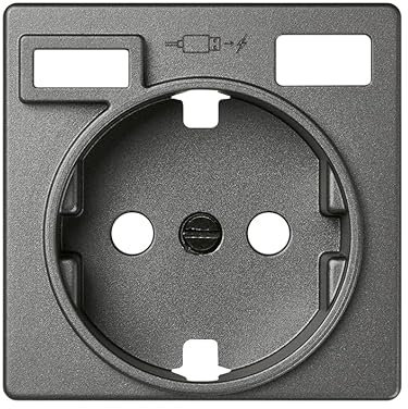 SIMON - Tapa Base de Enchufe Schuko, Serie 82 Concept, 2 USB C+A, Compatible con las Series 75, 31, 82 y 88, Efecto Mate Antihuellas, Color Titanio