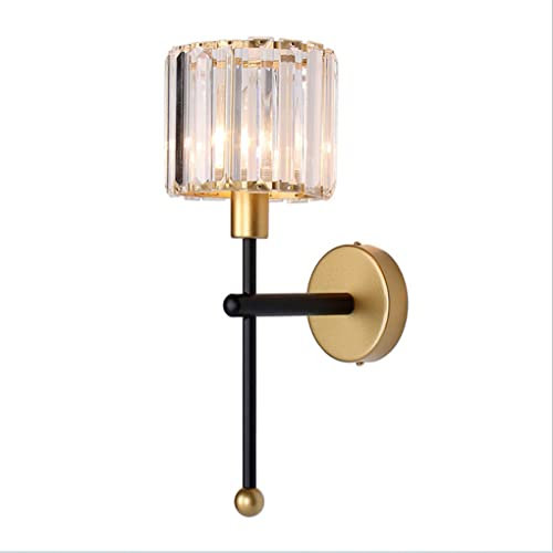 SSNCcNC Moderne Kristall Wandleuchte aus Metall mit Kristallglas Lampenschirm Wandbeleuchtung Wandlampe für Wohnzimmer Esszimmer Küche Shlafzimmer Nachttischlampe E14 x 40 W,Schwarz