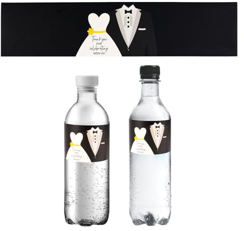 48 etiquetas para botellas de agua de boda, 8.4 x 1.97 pulgadas, impermeables, personalizadas, calcomanías para envolver botellas de vino, champán, cerveza, jugo, boda, fiesta, decoración de ceremonia
