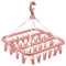 hautllaif Clothes Drying Hanger with 32 Clips, Foldable Design Multi-Functional Sock Dryer and Rotary Wind-sock hanger for washing line, Ideal Hanger for Socks, Underwear, Bras, Baby Clothes (Pink)
