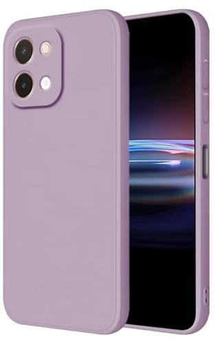 HONLEN Hülle für vivo Y28 (4G) Schutzhülle Case, (6.68 Inches) Liquid TPU Silicone Handyhülle mit Fallschutz Silikon Cover Gras lila
