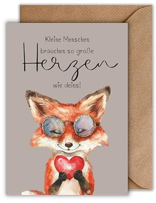 WBdesignz Erzieherin Danke Karte mit Umschlag - Herzliche Dankeskarte “Kleine Menschen brauchen so große Herzen wie deins” Dankeskarte für Erzieher, Lehrer, Betreuer, Kollegen (DIN A6)