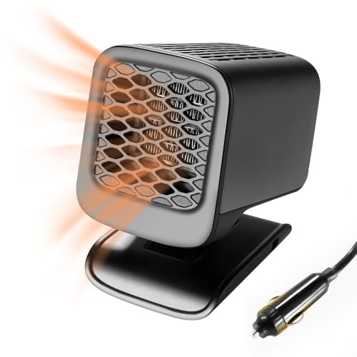 LYPPUL Tragbare Autoheizung 12V, Mini Auto Heizlüfter, 2 in 1 Auto Heizung Defroster, 120W Auto Windschutzscheibe Demister, 360° Drehbar Auto-Heizung mit Heizung/Kühlung