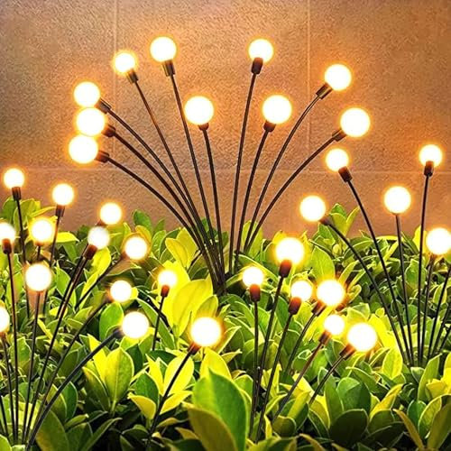 Solarlampen für Außen Garten, 4 Stück 10LED Glühwürmchen Solarleuchten Außen Beleuchtung Glühwürmchen Licht IP65 Wasserdicht Solarleuchten Weihnachtsdeko Für Fußweg Yard Patio Walkway Decor