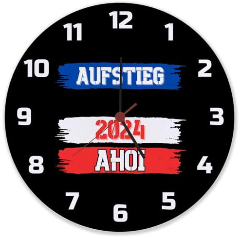 speecheese Kiel AHOI Wanduhr aus Glas mit Spruch Aufstieg 2024 Maritimer Hafen-Chic Stadt-Wappen Design Fußball-Aufsteiger 2024 Schleswig-Holstein Stolz