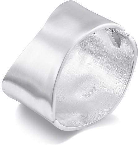 LILIE&WHITE Pulsera Plata Mujer, Pulsera Ancha Plateada, Diseño Elegante y Moderno, Hipoalergénico, Accesorio Sofisticado para Regalo y Uso Diario