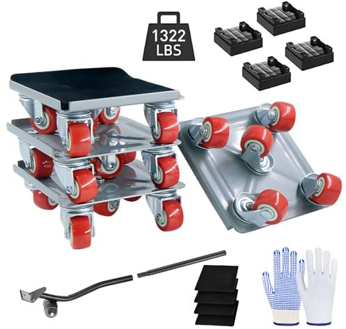 Heavy Duty Furniture Movers with Wheels,Furniture Dolly 5 Wheels,Furniture Movers Sliders 360 Ratating,1322lbs/560kg Load Capacity,Furniture Lift Mover Tool Set for Sofa, Fridge,Washing Machine
