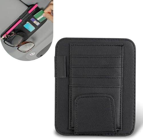 JGGQSY Organizador de Parasoles para Coche para BMW E39 E60 E82 E90 E92 E93 M3 E39 E60 E70 X5 E60 E61 M5 E88, Organizador Visera Coche PU para Gafas Sol, Tarjetas Bancarias,A/Black