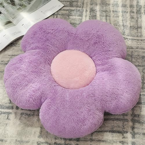 Chickwin Süße Blumenkissen, Blumenboden Kissen Blumenförmiges Plüsch Weiches Blumen Kissen Aesthetic Kawaii Blumenform Kissen für Zimmer Hause Sofa Dekoration (50 * 50,Lila)