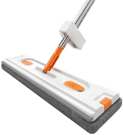 Large flat mop hand-free 360 ° no dead angle household water-absorbing pier cloth a mop net wood floor lazy mop(White)