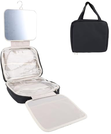 Trousse de Toilette de Voyage à Crochet Suspendu, Trousse de Maquillage avec Miroir pour Femme, Trousse de Toilette Portable à Suspendre, Trousse Toilette étui Train pour