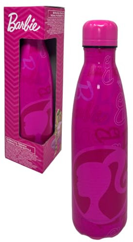 CARTOON Bouteille isotherme en acier inoxydable avec bouchon dévissable, bouteille isotherme en acier inoxydable pour enfants garçons, 500 ml (Barbie, fuxia)
