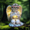 VOHESEA LumièRes Solaires Anges, LumièRe Solaire d'ange Priant Figurine d'ange sur la Tombe Résistant aux intempéries, Ange priant avec 3 Lampes LED Sculpture décorative pour pelouse, Cour, terrasse