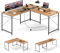 GIANTEX Bureau d'angle en Forme de L, Bureau Gaming d'angle avec Support de Moniteur Amovible, 2 Combinaisons, Passe-Câbles, Charge Max 140 KG, Table d'Ordinateur 150 X 150 X 74 CM (Naturel)
