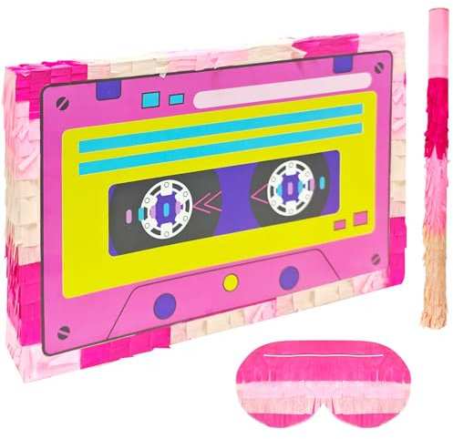 Kedaijin Boombox Piñata with Pinata Stick & Blindfold for 80s, 90s, Hip Hop, Disco, Music, Retro, Kids, Carnival Parties