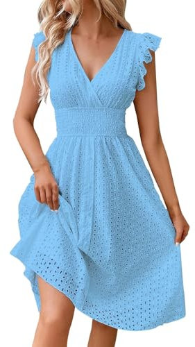 Robe Femme Chic Et Elegant Tenues Élégante Vetement Ete Robe Sexy Chic Fleurie Robe Plage Robe De Plage Plage Grande Taille Et Ventes Flash Sky Blue M