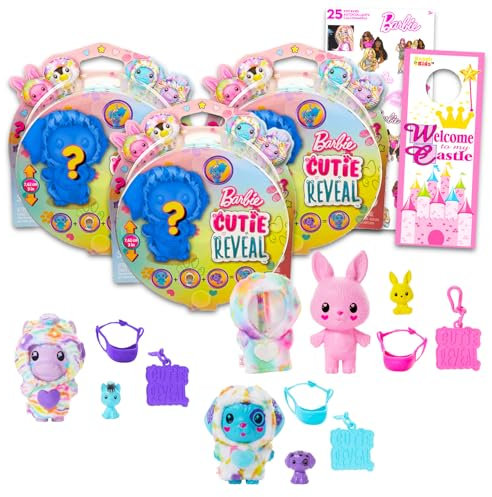 Barbie Cutie Reveal Pets 3er-Pack – Paket mit 3 blinden Taschen mit geheimnisvollen Haustieren und Zubehör sowie Aufklebern, mehr | Barbie Partygeschenke für Mädchen, Kinder