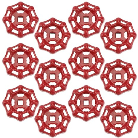 Housoutil Lot De 12 Poignées De Vanne En Fonte Rouge Pour Robinet D'Eau Volant Métallique 1.97X1.97X0.39 Pouces Ouverture Et Fermeture Faciles Étanchéité Fiable