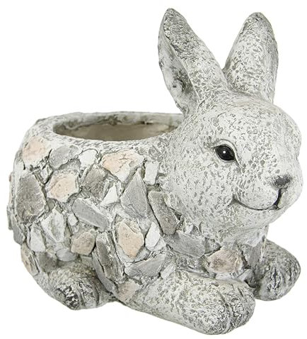 Flair Flower Blumentopf Hase aus Magnesia 21x33x27cm Kübel Pflanzkübel Blumenkübel Pflanzgefäß Blumenständer Deko Tier zum Bepflanzen für Sukkulenten Gartendeko Terrassendeko, Hase