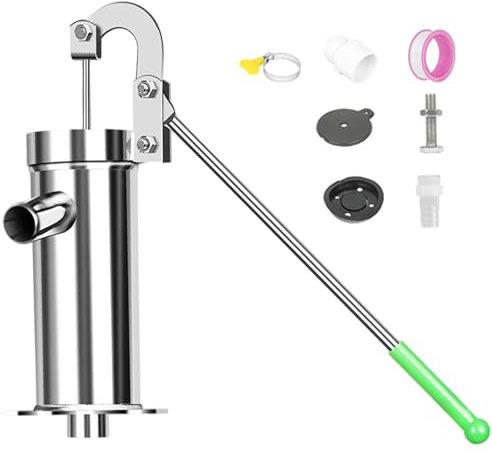 Bomba de pozo manual, Bomba a mano protegida de agua Grandes flujos de acero inoxidable Manual con manija y accesorios giros de 360 ° de 360 ° para agua hasta 8 m de profundidad