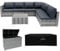 Rattan Garden Corner Furniture Set & 700L Storage Box Outdoor Premium 7 PC Grey 5 Seater Modular Sofa Cushions Table Metal Frame Patio Seat Waterproof Lining Chest Gas Lift Lid Wheels FREE Rain Cover