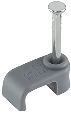 Buyers Point 1.5mm Twin & Earth (8x5mm) Grey Cable Clips 100 Pack Nail Clips, Cable Tacks for Electrical Cable