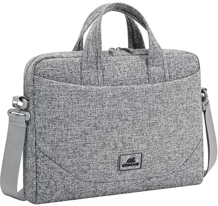 Rivacase Laptoptasche für Notebooks bis 14 Zoll - wasserabweisende und ultraleichte Laptoptasche - kompakte Umhängetasche für Damen und Herren, Aktentasche für Laptops (Grau)