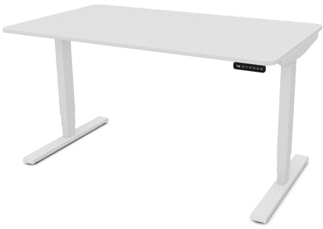 ASSMANN Höhenverstellbarer Schreibtisch elektrisch, 120x70cm, TÜV-geprüft | stufenlos verstellbar mit Aufprallschutz, ergonomischer Schreibtisch Made in Germany, abgerundete Ecken, Weiß/Weiß