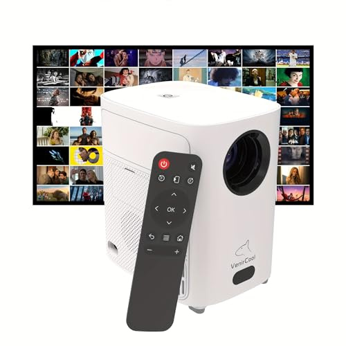 VenirCool Mini-Projektor mit WLAN und kabellos, intelligenter tragbarer Projektor, automatischer Keystone, nativer 720p, unterstützt 4K-Dekodierung, kompatibel mit HDTV/USB/TV-Stick/Smartphone/Laptop