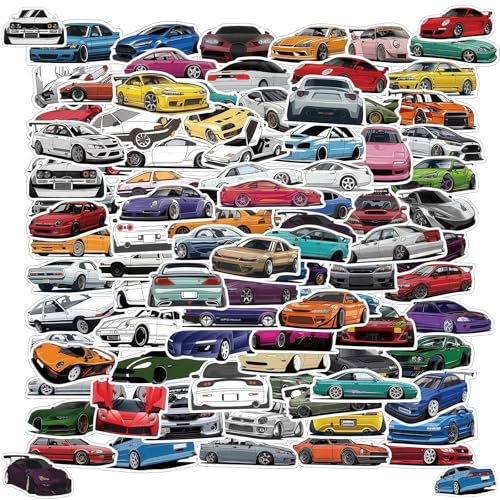 100pcs Super car Stickers for Kids,Racing Car Sticker, Color Waterproof Sports Car Decals, Vinyl Waterproof Stickers Cool Stickers Suitable for Water Bottles, Laptops, Skateboard,Helmet