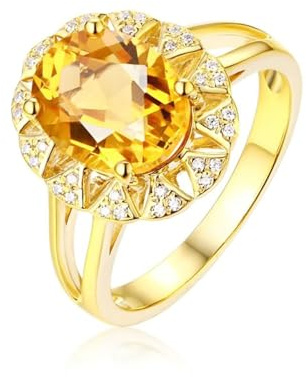 Verlobungsring Damen Floral, Eheringe Gelb 2.38 Karat Citrin Prinzessinnenform Gr.57 (18.1) 18 Karat Gelbgold