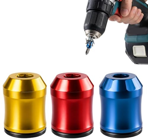 Magnetic Drill Bit Holder, Magnetic Screw Holder with Three Drill Bits, Magnetic Bit Holder for Screwdriver Tools, Magnetic Screw Ring for Workshop Use, Drill Bit Holder with Quantum Grip Strong Magne