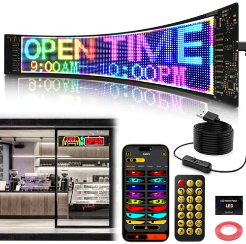 LUXONIC Superhell Flexibler RGB LED Display, Devil Eyes,DIY für Cars,Party | 59x12CM USB IP65 LED Laufschrift Programmierbar,Bluetooth App&Fernbedienung,DIY Textmuster,Animationen für Werbung,Halloween