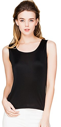 Tulpen Damen Seide Tops Aermellos T-Shirt Unterhemd Tank Stretch Oberteil