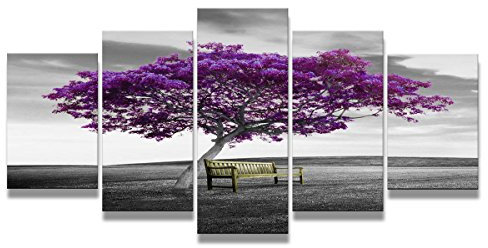 Visario 200 x 100 cm Bild auf Leinwand lila Baum 6339-SCT deutsche Marke und Lager - Die Bilder/das Wandbild/der Kunstdruck ist fertig gerahmt