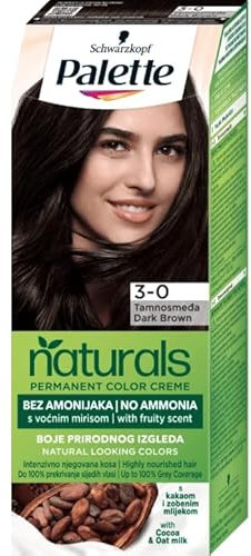 Schwarzkopf Palette - Crema permanente di colori naturali 800, marrone scuro, 110 ml, confezione da 3