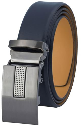 LINDENMANN Leder-Gürtel HerrenAutomatik 32 mm Rindleder braun, Größe/Size:115, Farbe/Color:blau