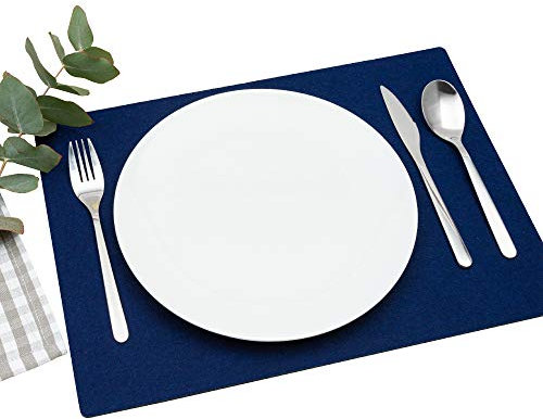 FILU Platzsets aus Filz 4er-Pack Dunkelblau eckig (Farbe und Form wählbar) 30 x 41 cm