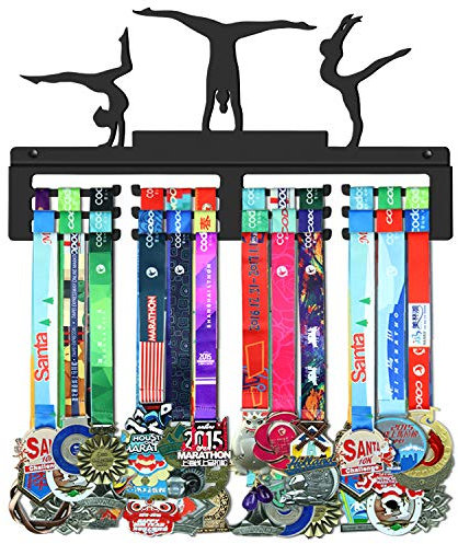 WEBIN Damengymnastik Medaillen Aufhänger Halter Display Rack,Schwarz Super Hart Stahl Metall,Wandmontage Über 50 Medaillen