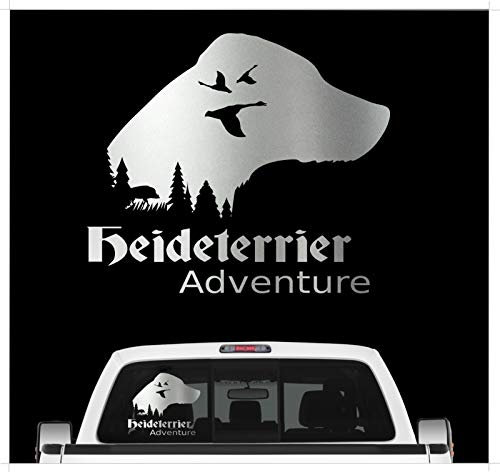 siviwonder Auto Aufkleber Heideterrier Adventure Autoaufkleber Hundemotiv Hundeaufkleber autoaufkleber Hund Folie Jagdaufkleber Jagdsilber