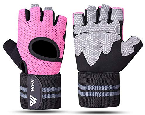 WESTWOOD FOX Weight Lifting Gloves with Wrist Wrap Support,Gym Gloves for Men and Women, Anti Slip, Breathable, Workout Training, Hanging, Pull-Ups, Dumbbell,Cycling (PINK, M)