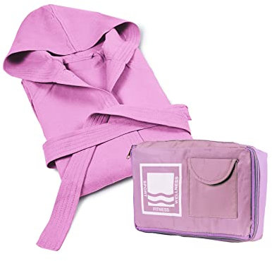 Banzaii Accappatoio in 100% Microfibra con Cappuccio – Accappatoio Uomo e Donna con Borsa Resistente e Salvaspazio - Taglia L Lilla