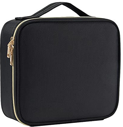 Joligrace Borsa Cosmetici Makeup Bag Borsa porta Trucchi Borsa Trucco Professionale Valigetta Trucco Borso Trousse Trucchi Beauty Case da Viaggio Donna Tessuto Oxford con Scomparto Rimovibile, Nero