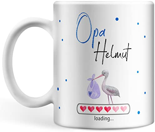 Tasse Babynews personalisiert mit Namen und Jahr, Du wirst Opa, Ladebalken loading, Schwanger Schwangerschaft verkünden individualisiert Opa (Opa)