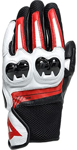Dainese Mig 3 Unisex Leather Gloves, Motorradhandschuhe Leder mit Protektoren, für Damen und Herren, Schwarz/Weiß/Lava Rot, XXL