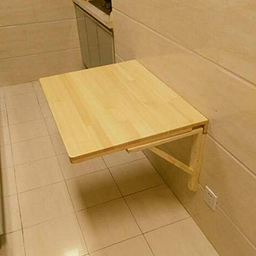 Wall Mounted Floating Folding Table,Multi-Function Computer Desk,Solid Pine Wood Kitchen Dining Table,Office Workbench,Writing Desk,Varnish,15 Sizes,with Accessories (70x50cm/28x20in)