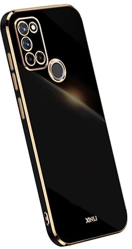 Topme Silikonhülle für Samsung Galaxy A21s (6.5 Inches), [handyhülle im Goldrand-Stil] - Schwarz