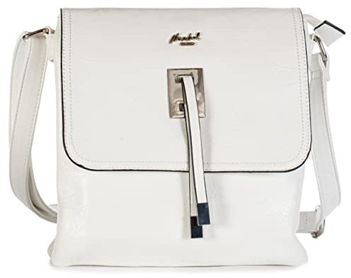 Mabel London - Damen Crossbody Handtaschen - Trendige lange Schultergurt Messenger Bags in verschiedenen Stilen - (Design 1 - Schwarz), Design 1 - Weiß
